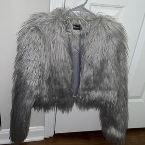 Grey Faux Fur Worn One Time!!